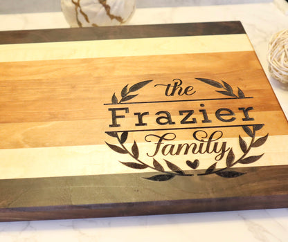 Engraved Cutting Board - Family Monogram (~9.5"x13")