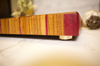 Elegant End Grain Zebrawood-Purpleheart Cutting Board