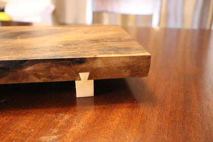 Black Walnut Serving Board with Cobalt Blue Accents