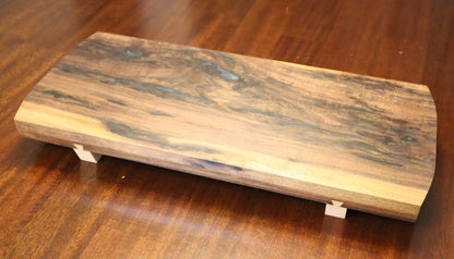 Black Walnut Serving Board with Diamond Olive Green Accents