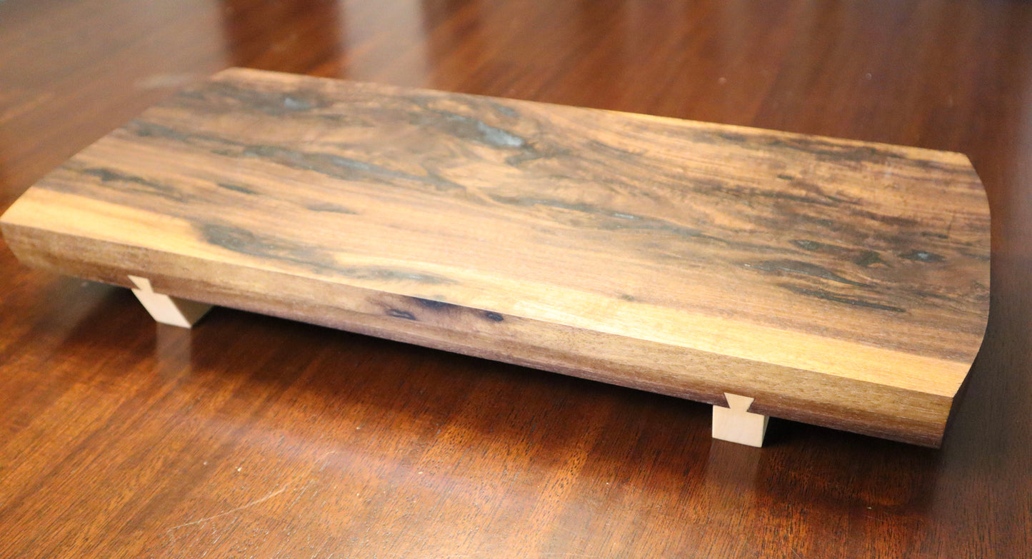 Black Walnut Serving Board with Diamond Olive Green Accents