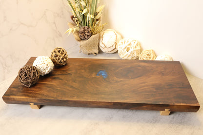 Black Walnut Serving Board with Cobalt Blue Accents