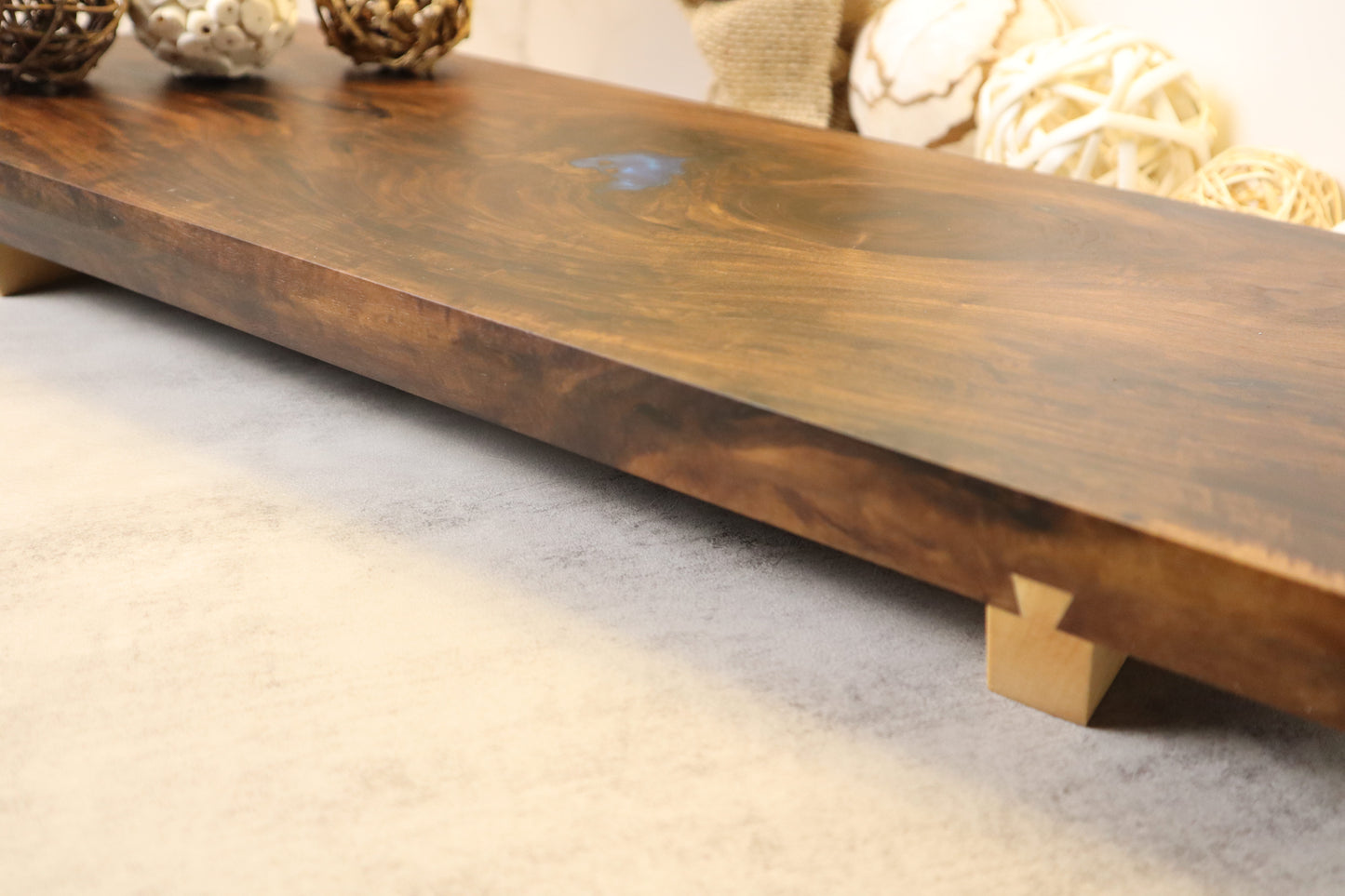 Black Walnut Serving Board with Cobalt Blue Accents