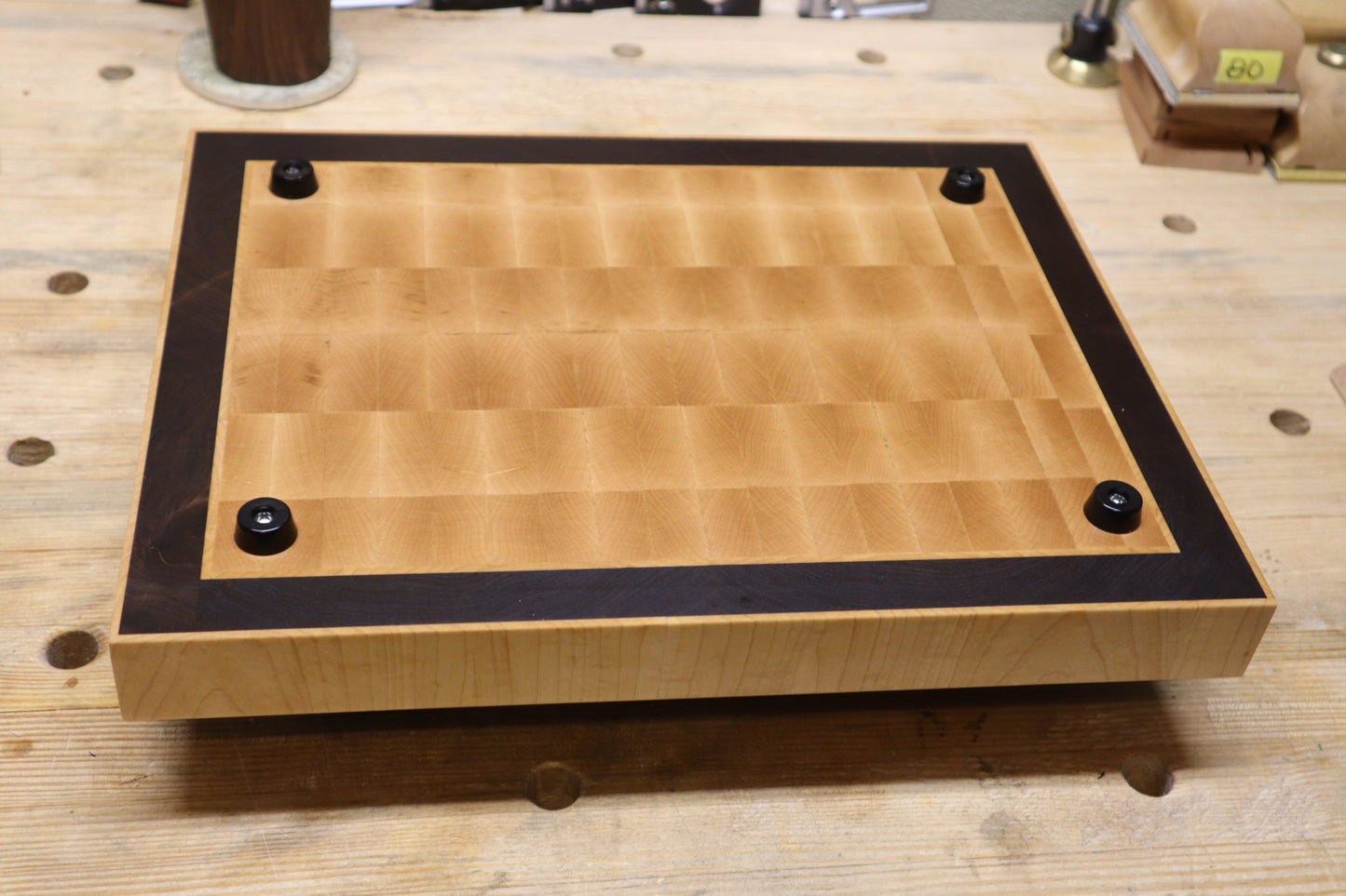 End Grain Maple and Walnut Cutting Board with End Grain Maple Strips