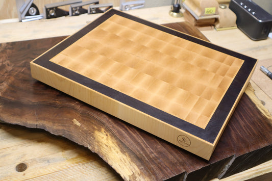 End Grain Maple and Walnut Cutting Board with End Grain Maple Strips