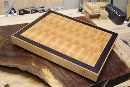 End Grain Maple and Walnut Cutting Board with End Grain Maple Strips